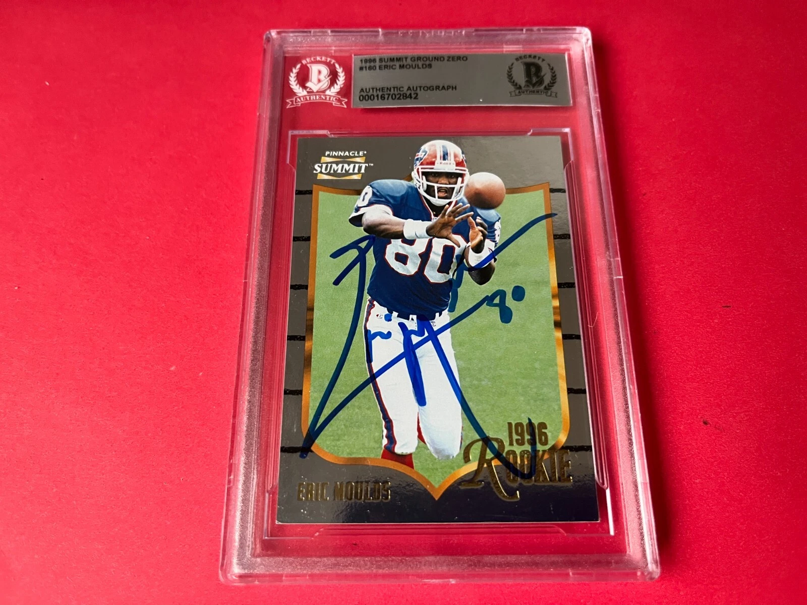 Eric Moulds Bills 1996 Summit Ground Zero Card Signed Auto Beckett BAS Slabbed