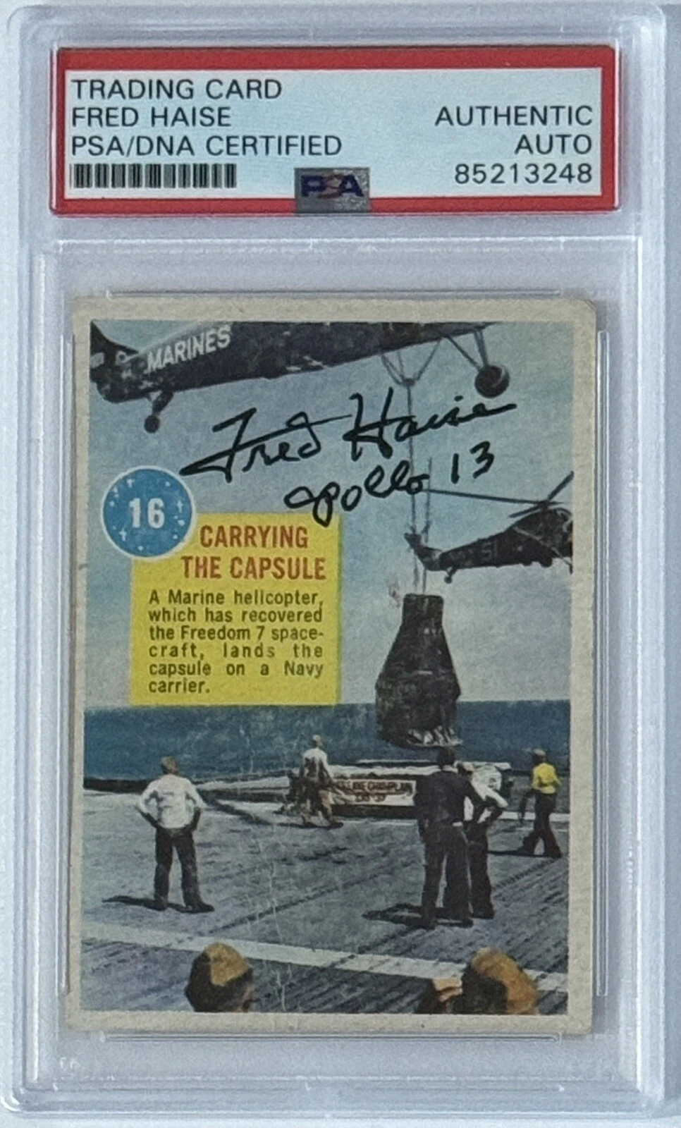 1963 TOPPS ASTRONAUTS #16 FRED HAISE APOLLO 13 SIGNED PSA DNA COA AUTOGRAPH NASA