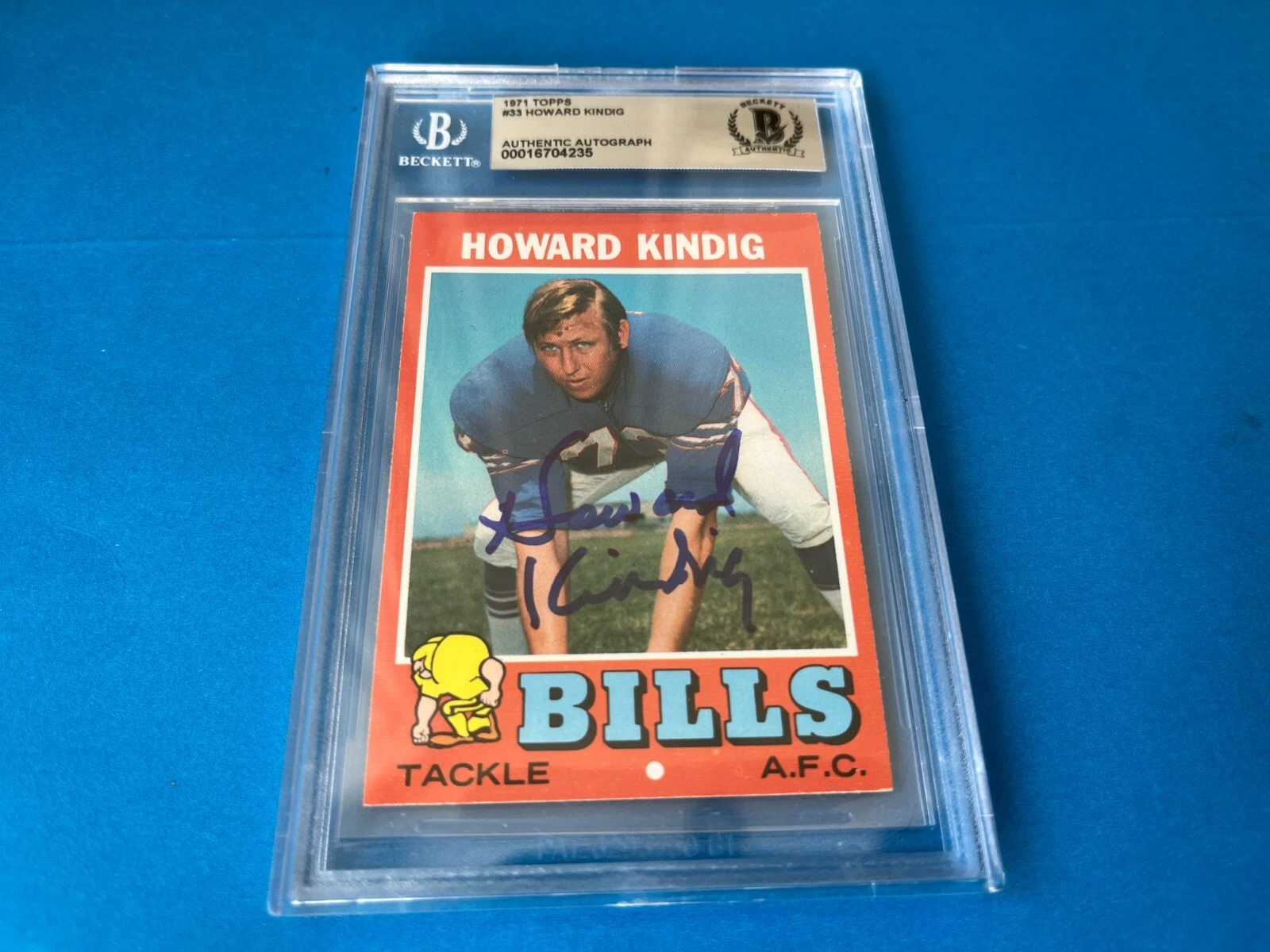 Howard Kindig Bills 1971 Topps Card Signed Auto Beckett BAS Slabbed