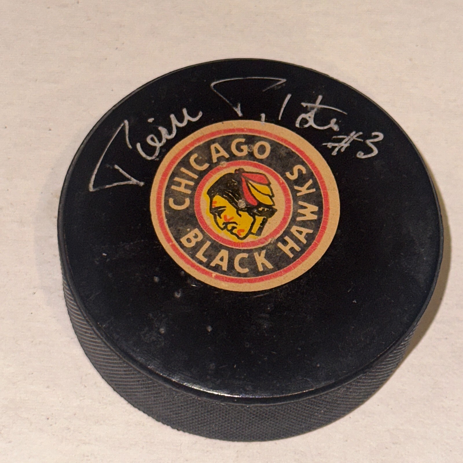 PIERRE PILOTE Signed Chicago BLACKHAWKS Viceroy Puck Beckett BAS