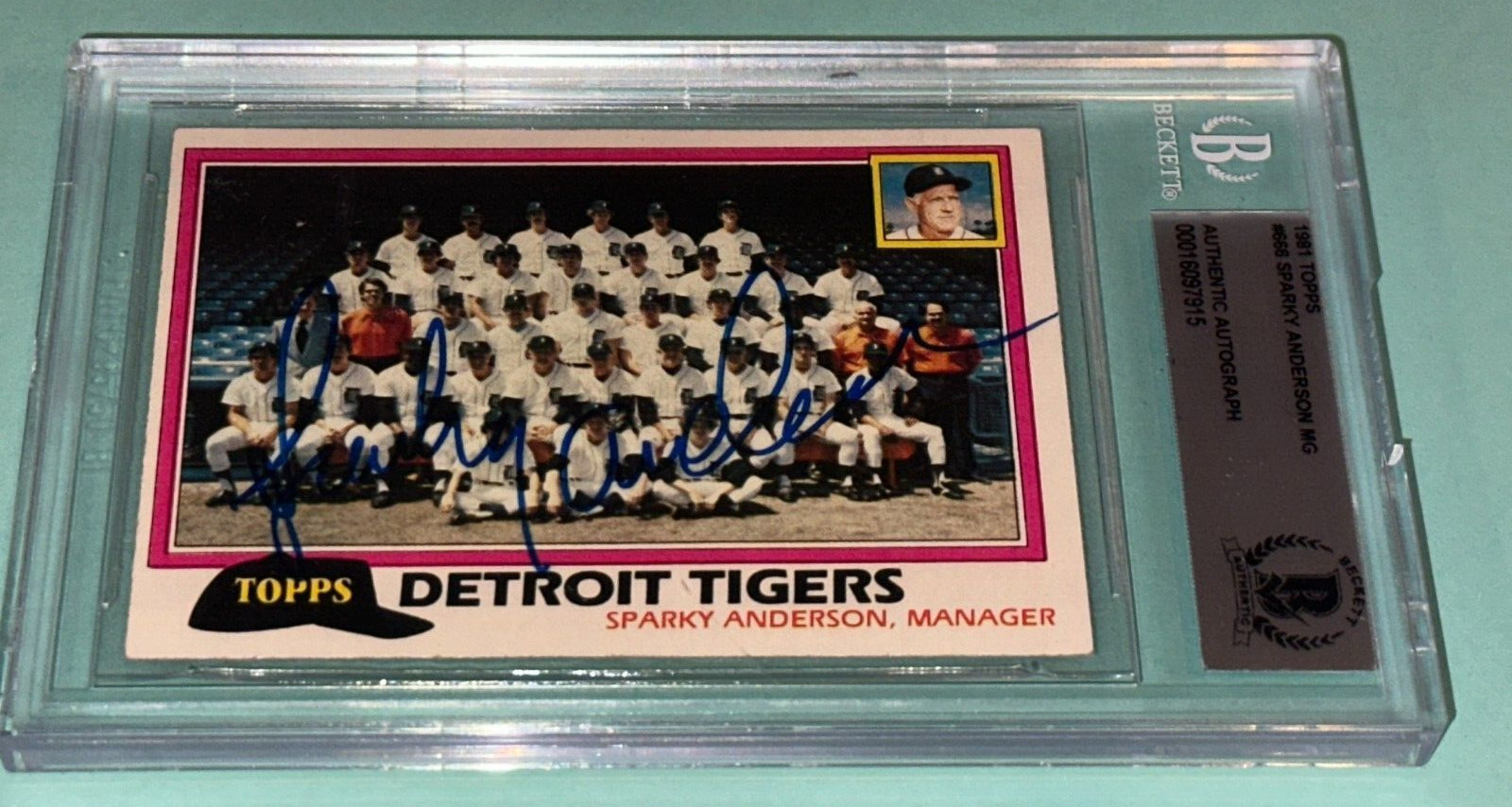 SPARKY ANDERSON SIGNED 1981 TOPPS CARD #666 BECKETT AUTHENTICATED BAS COLLECTIBLE MEMORABILIA