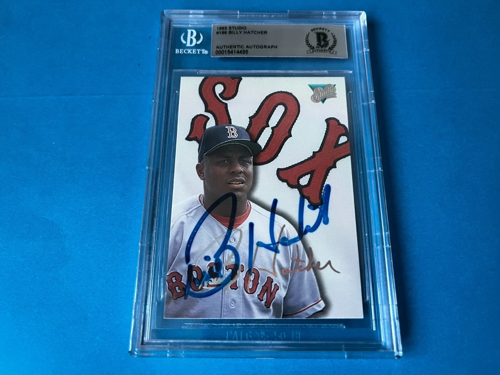 Billy Hatcher Red Sox 1993 Leaf Studio Card Signed Auto Beckett BAS COA