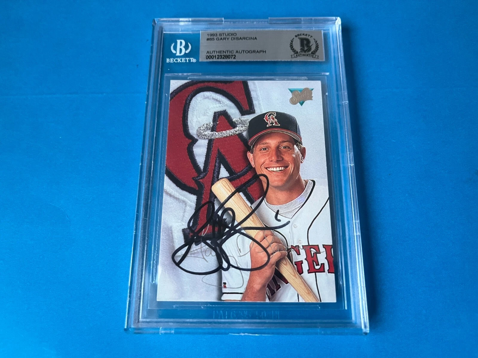 Gary DiSarcina Angels 1993 Leaf Studio Card Signed Auto Beckett BAS COA