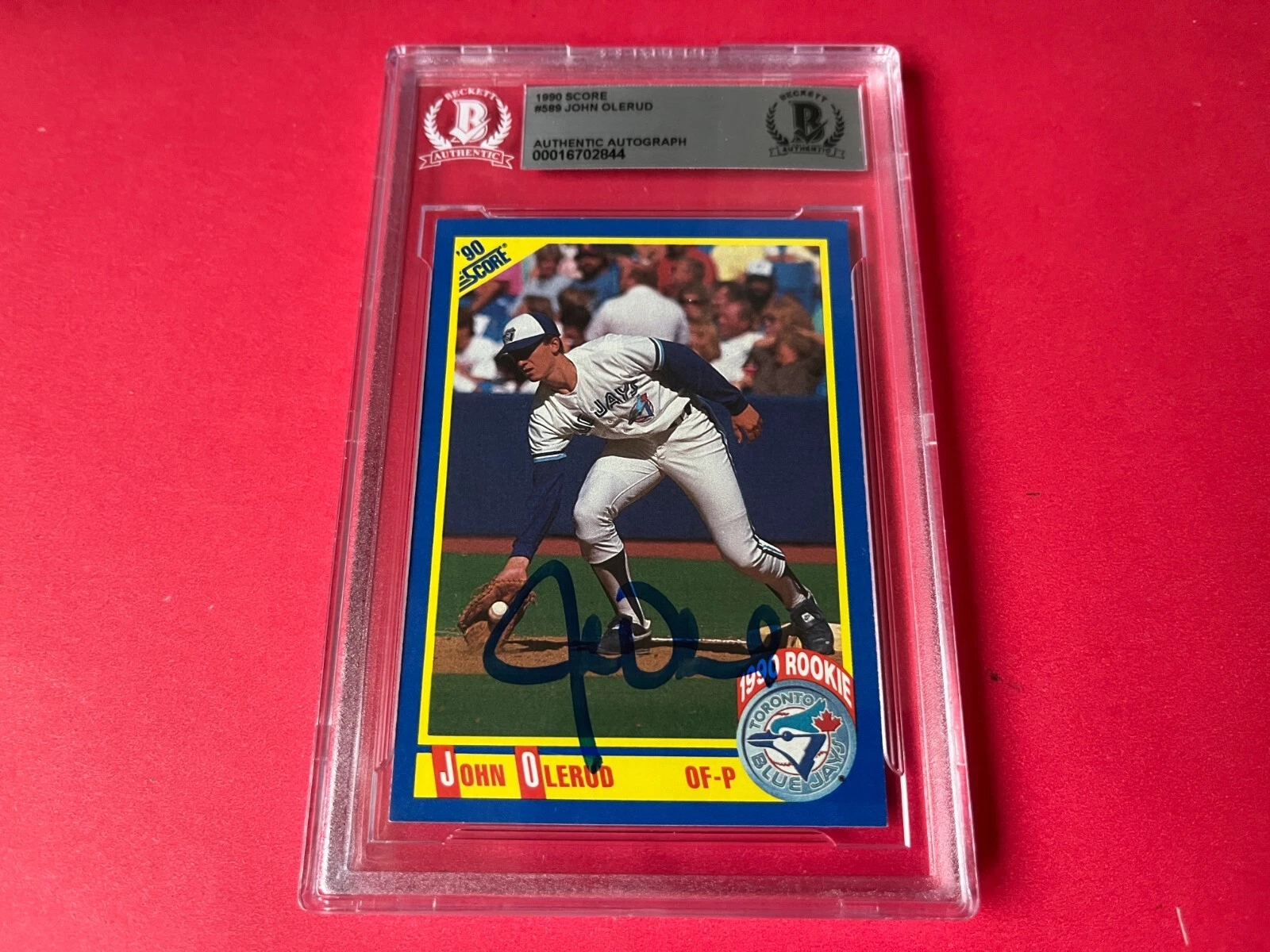 John Olerud Blue Jays 1990 Score Rookie Card Signed Auto Beckett BAS COA