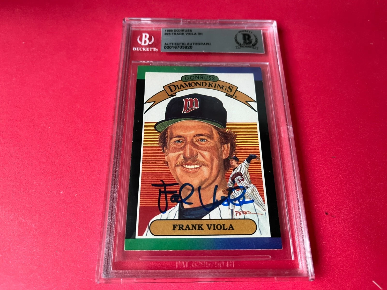Frank Viola Twins 1989 Donruss Diamond Kings DK Card Signed Auto Beckett BAS