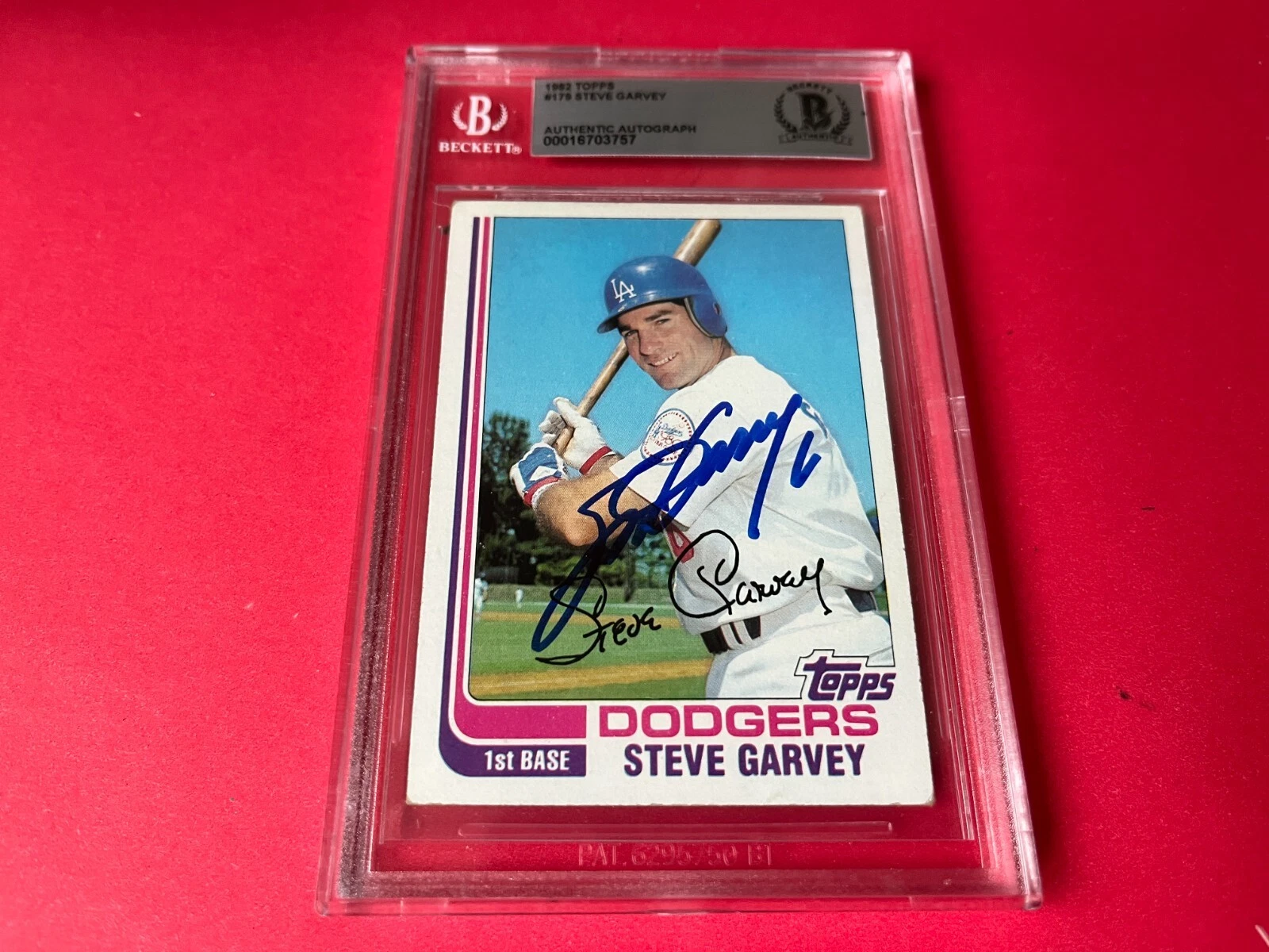 STEVE GARVEY DODGERS 1982 TOPPS CARD SIGNED AUTO BECKETT BAS COLLECTIBLE MEMORABILIA
