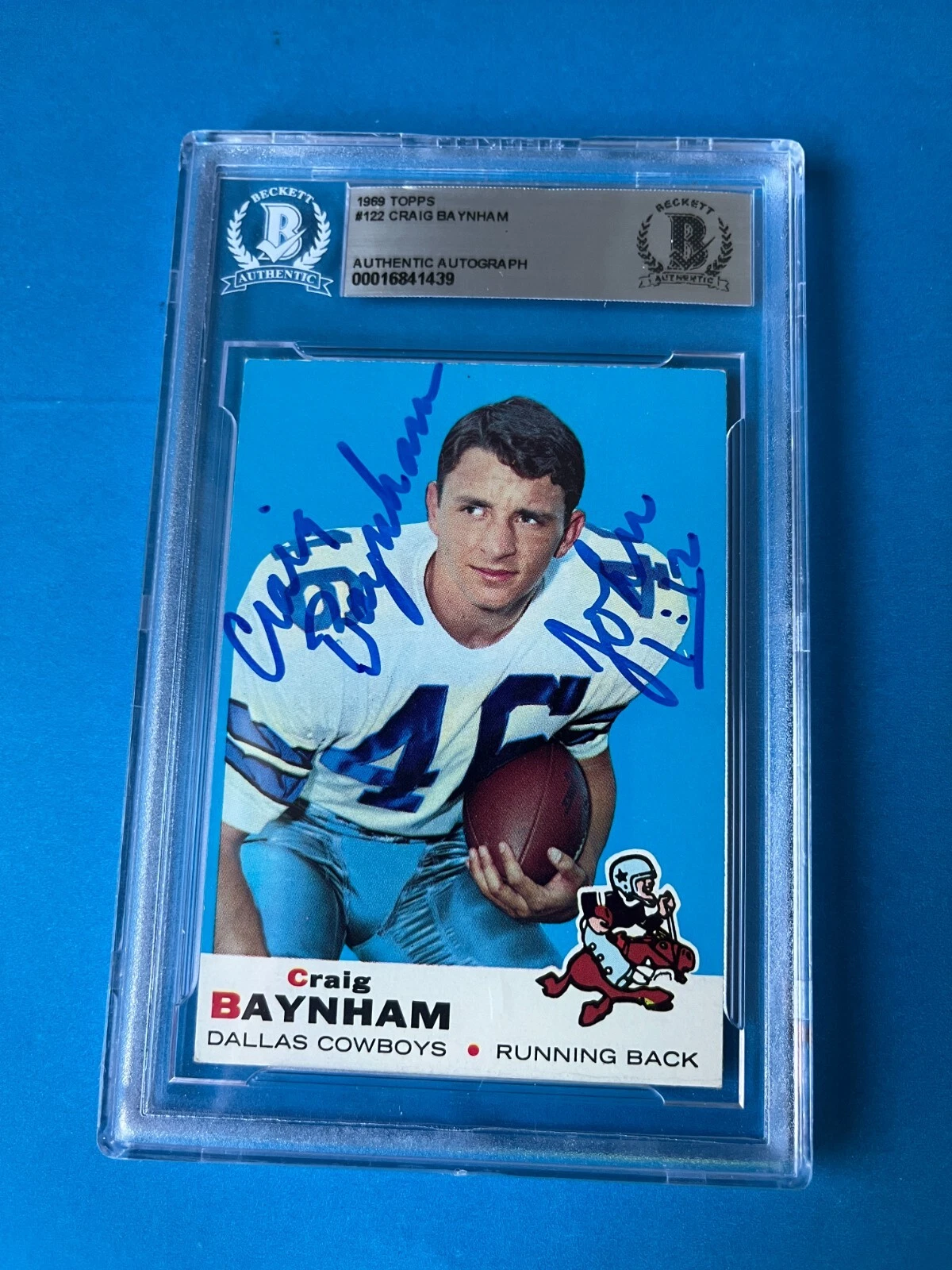 Craig Baynham Cowboys 1969 Topps Card Signed Auto Beckett BAS Slabbed