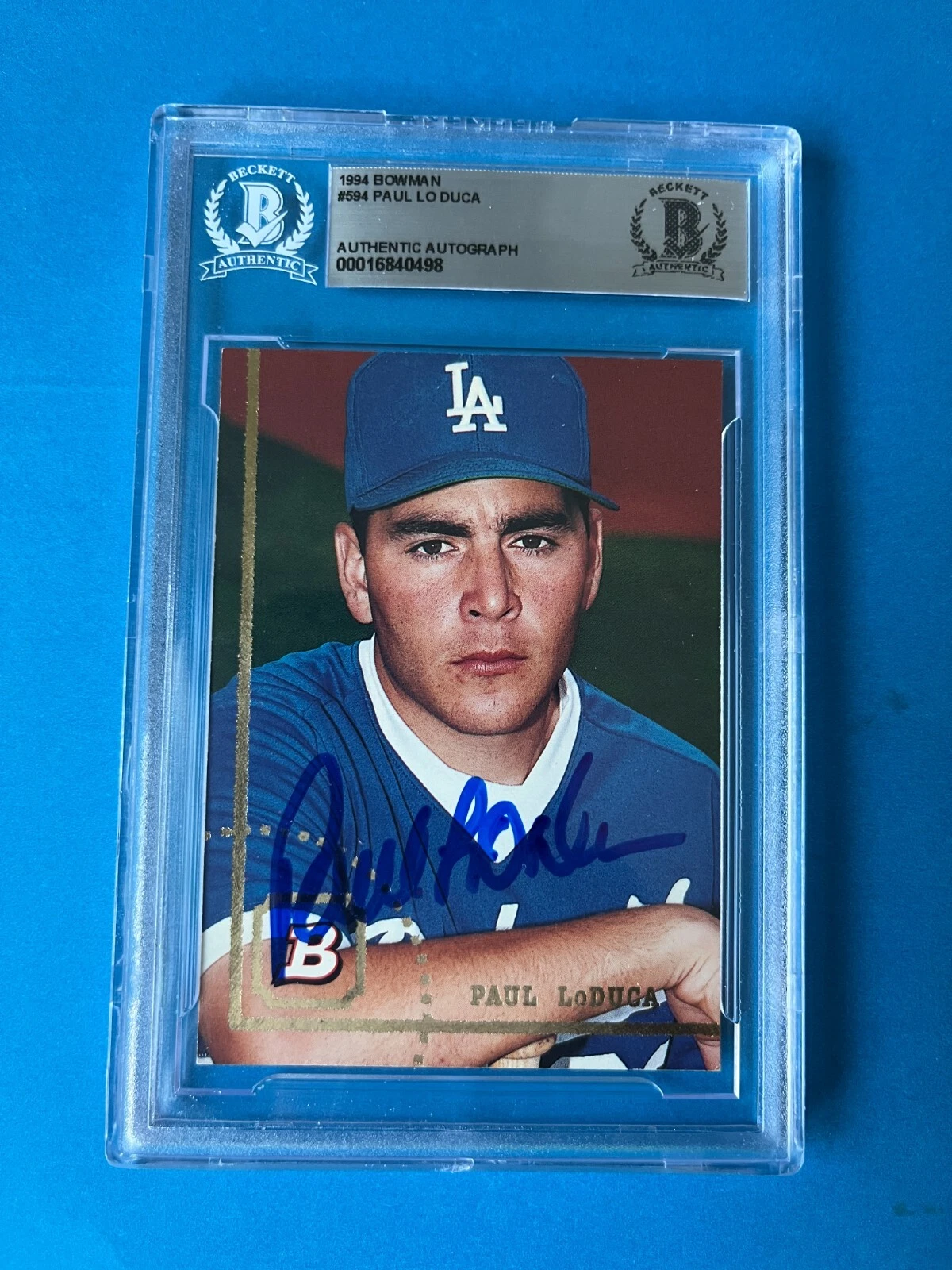 Paul LoDuca Dodgers 1994 Bowman Card Signed Auto Beckett BAS Slabbed