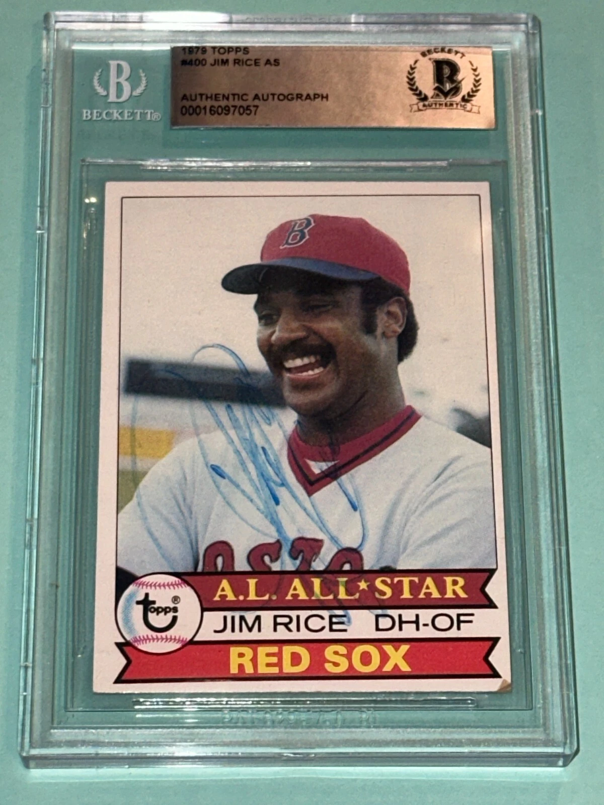JIM RICE Signed 1979 TOPPS Card #400 Beckett Authenticated BAS