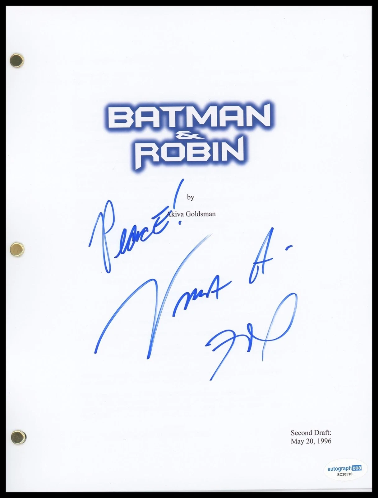 VIVICA A. FOX “BATMAN & ROBIN” AUTOGRAPH SIGNED COMPLETE SCRIPT SCREENPLAY ACOA COLLECTIBLE MEMORABILIA