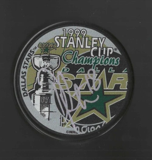 Derek Plante Signed Dallas Stars 1999 Stanley Cup Champions Puck