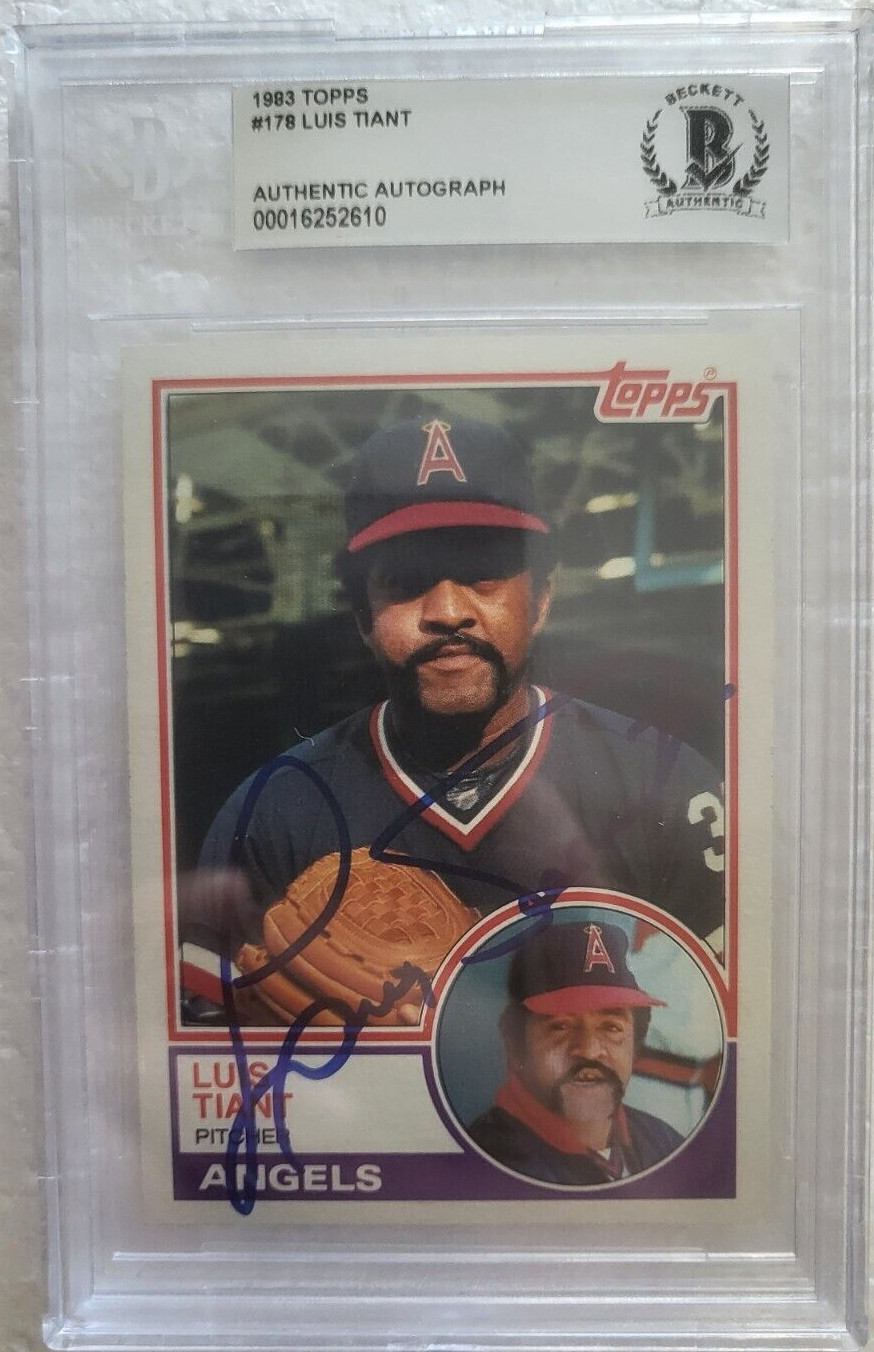1983 TOPPS LUIS TIANT CALIFORNIA ANGELS SIGNED AUTO AUTOGRAPH #178 CARD BECKETT