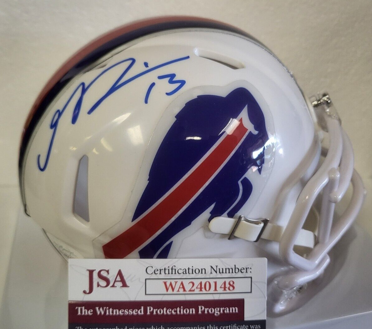GABRIEL DAVIS BUFFALO BILLS SIGNED AUTOGRAPHED AUTO MINI HELMET JSA #WA240148