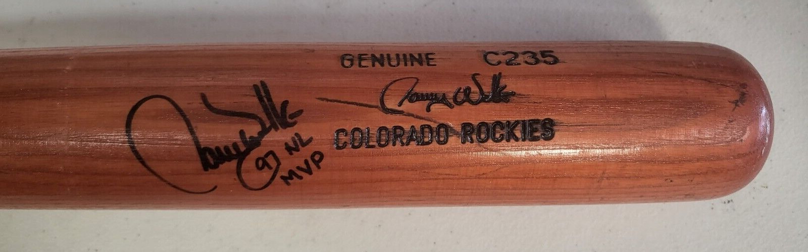 LARRY WALKER 97 NL MVP SIGNED AUTO GAME USED LOUISVILLE SLUGGER BAT BECKETT