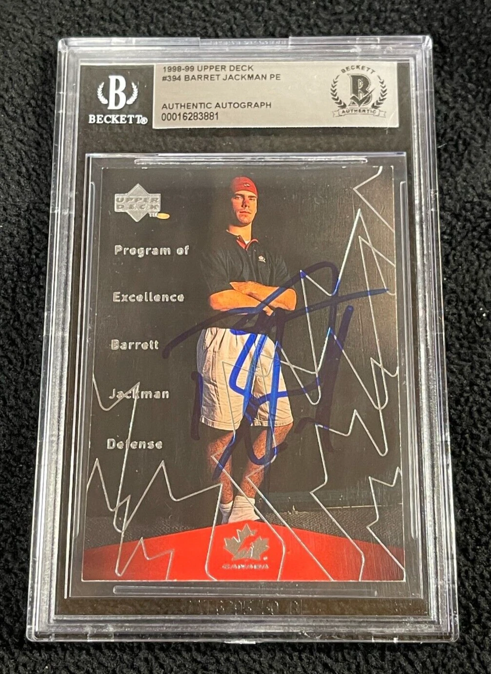 Barrett Jackman Signed 1998/99 Upper Deck Card #394 Beckett Certified