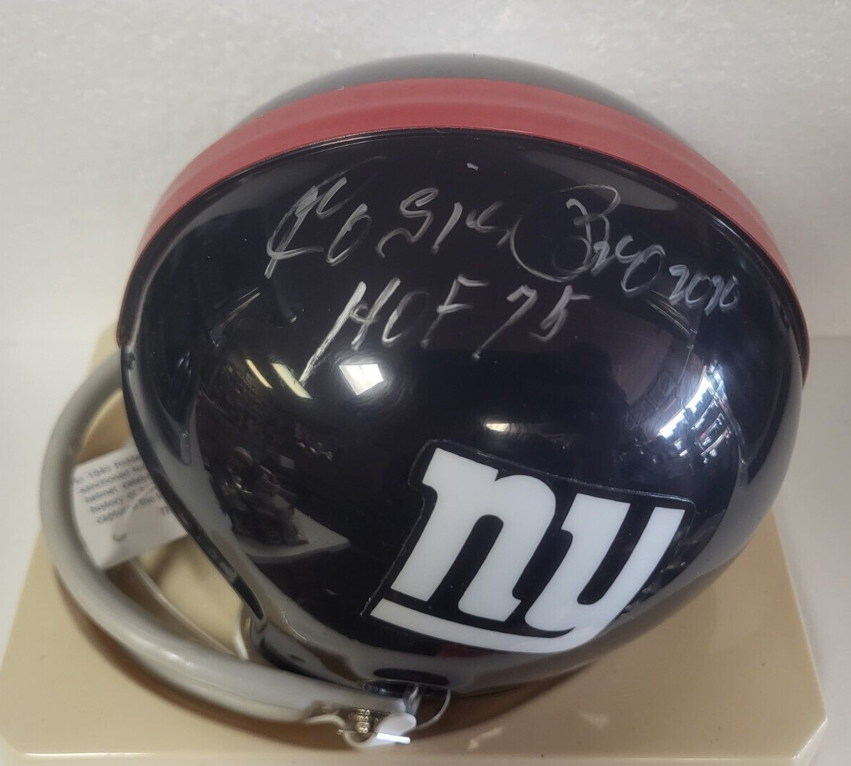ROSIE BROWN GIANTS HOF 75 SIGNED AUTOGRAPHED AUTO 2 BAR MINI HELMET W/COA