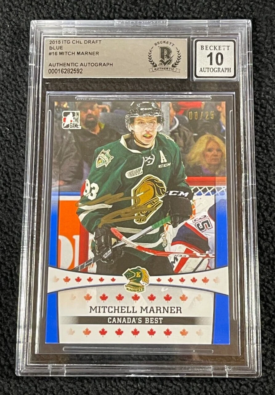 Mitch Marner Signed 2015 ITG CHL Draft Blue Rookie Card BAS Certified Auto 10