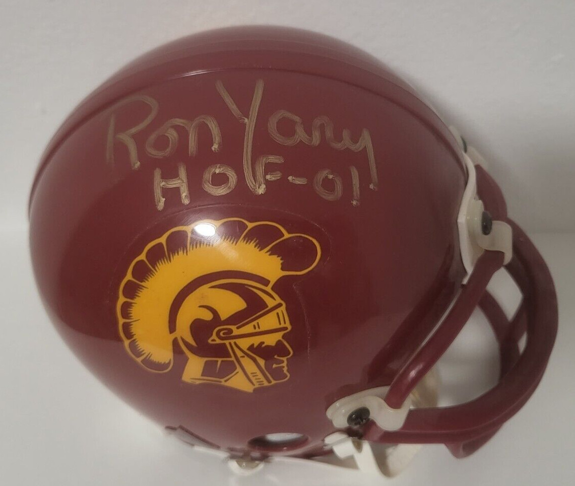 RON YARY USC TROJANS HOF 01 SIGNED AUTOGRAPHED AUTO MINI HELMET W/COA