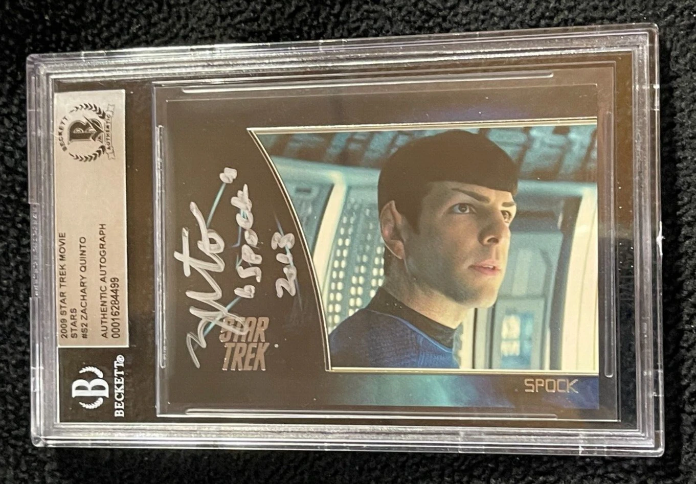 ZACHARY QUINTO SIGNED 2009 STAR TREK MOVIE STARS SPOCK CARD BAS AUTHENTICATED COLLECTIBLE MEMORABILIA