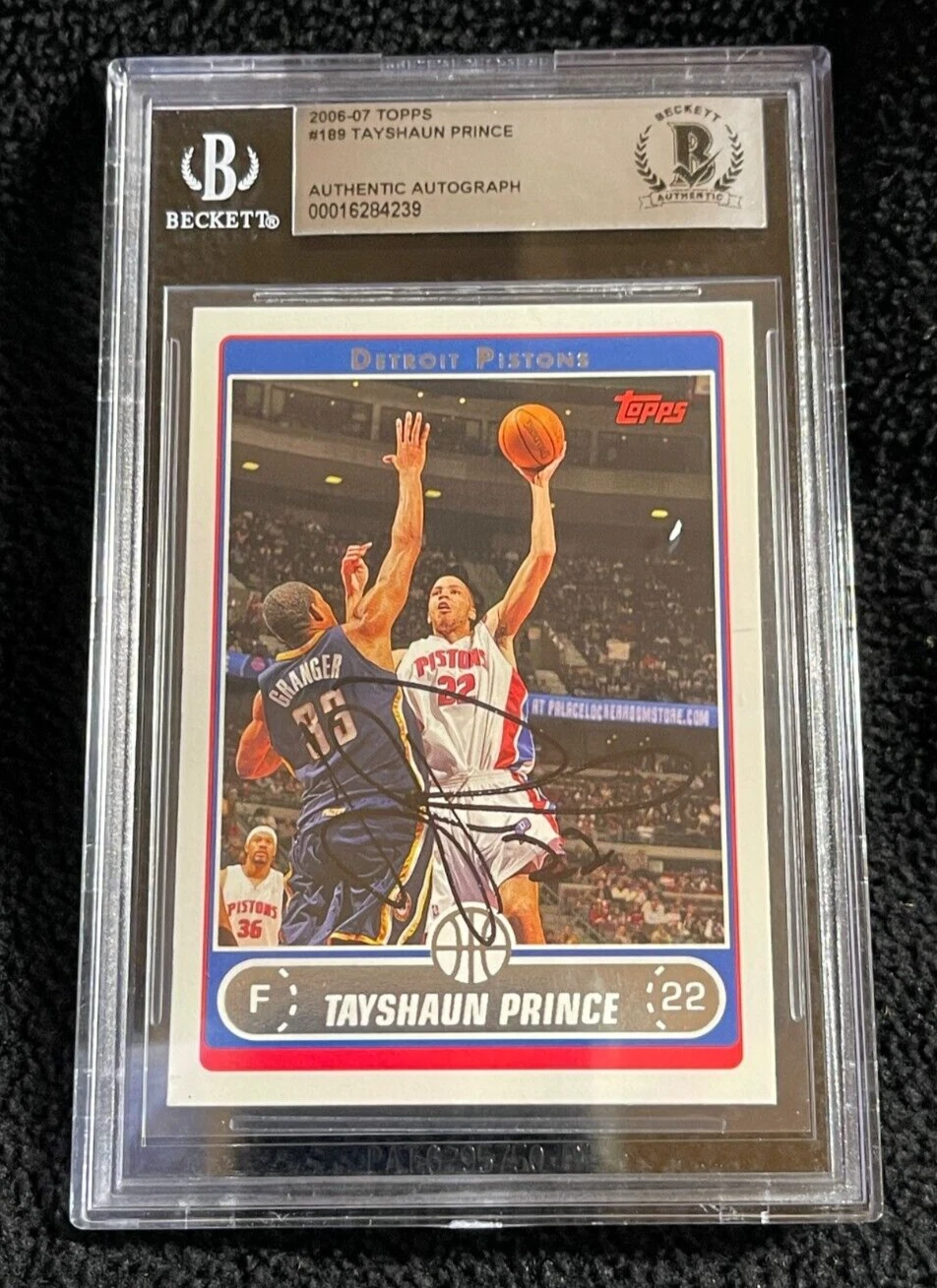 Tayshaun Prince Signed 2006/07 Topps Card #189 BAS Certified Pistons