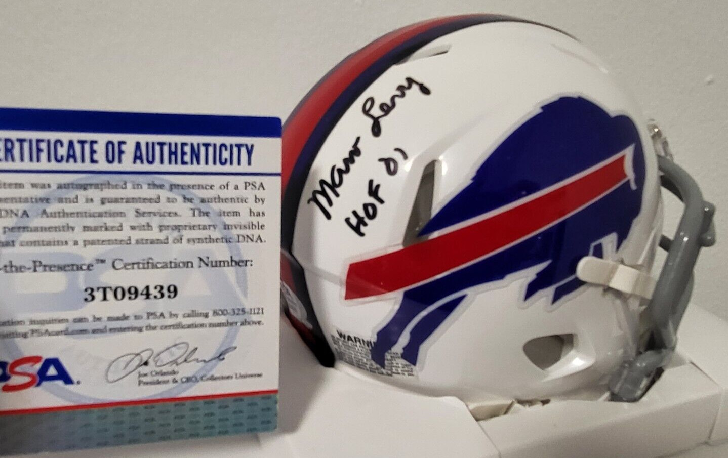 MARV LEVY BUFFALO BILLS HOF 01 SIGNED AUTOGRAPHED AUTO RIDDELL MINI HELMET PSA