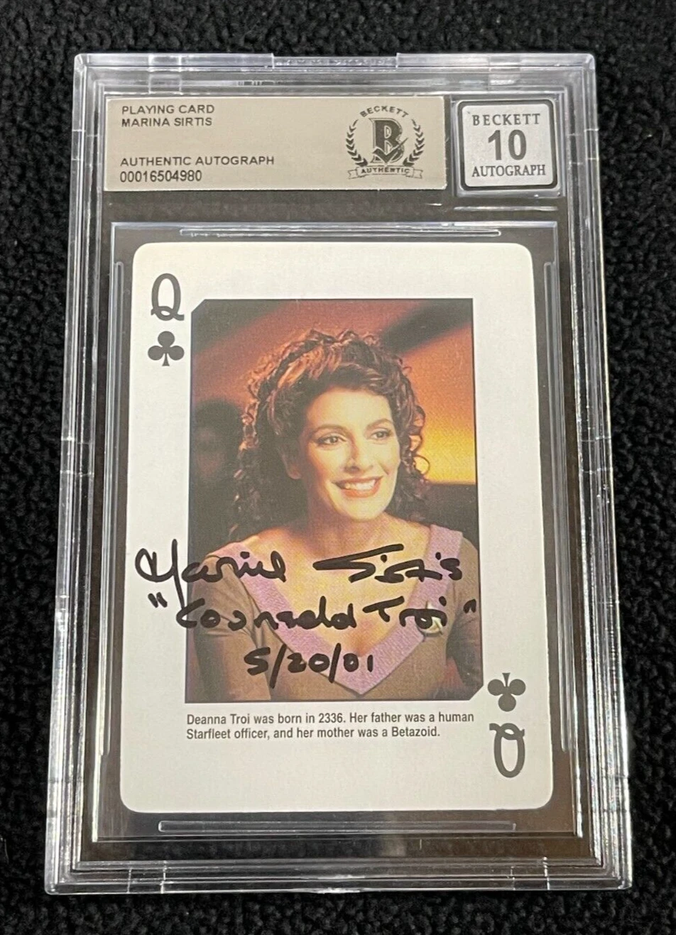 Marina Sirtis Signed Star Trek TNG Playing Card Troi BAS Certified Auto Grade 10