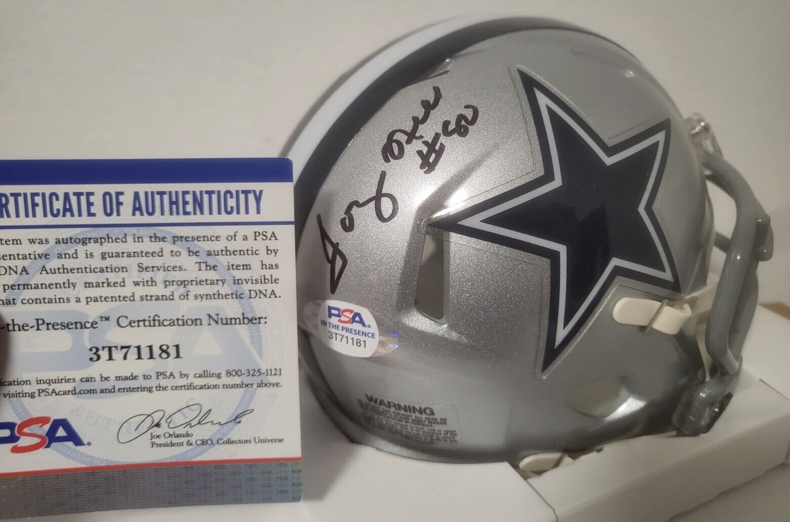 TONY HILL DALLAS COWBOYS SIGNED AUTOGRAPHED AUTO RIDDELL MINI HELMET PSA