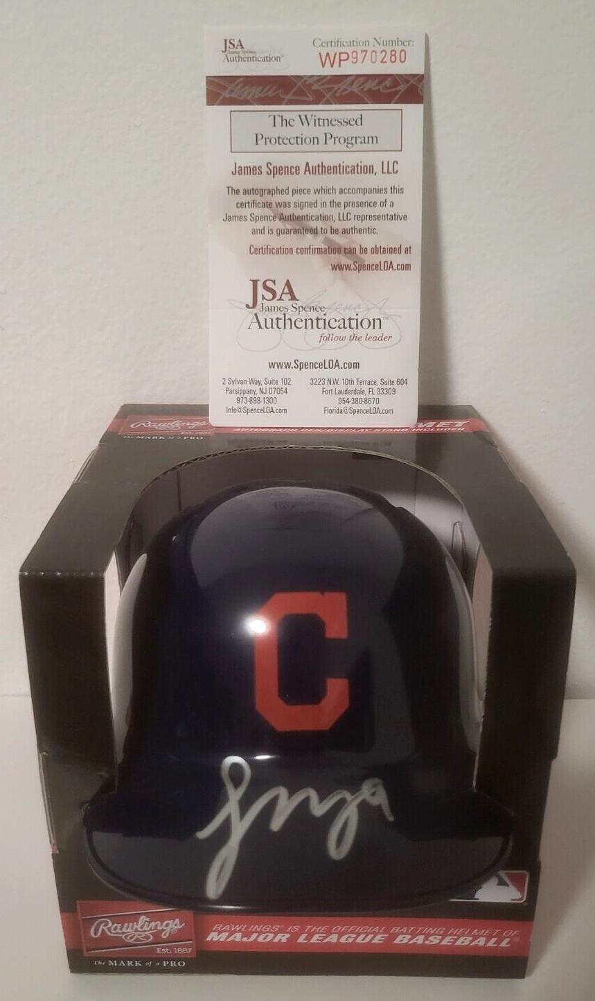 FERANCISCO MEJIA CLEVELAND INDIANS SIGNED AUTOGRAPHED RAWLINGS MINI HELMET JSA