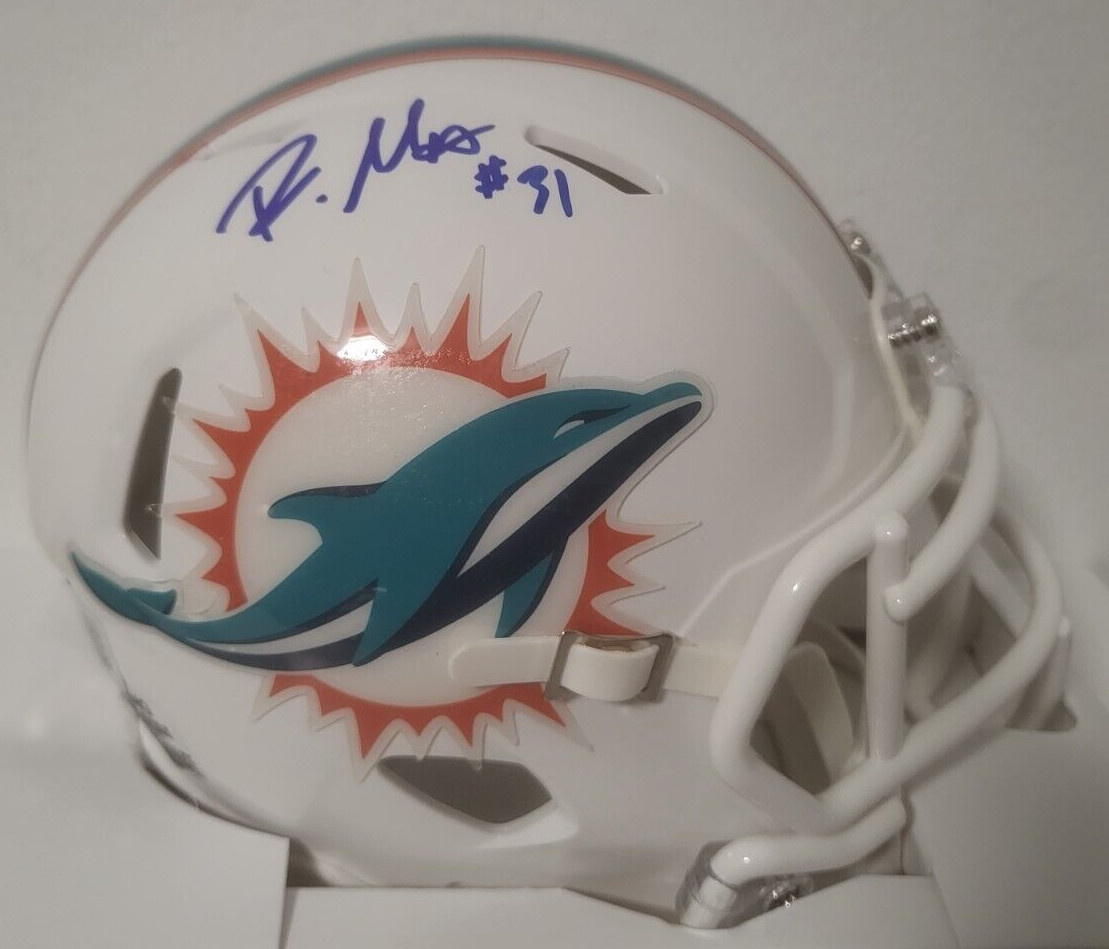 RAHEEM MOSTERT MIAMI DOLPHINS SIGNED AUTOGRAPHED SPEED MINI HELMET BECKETT **