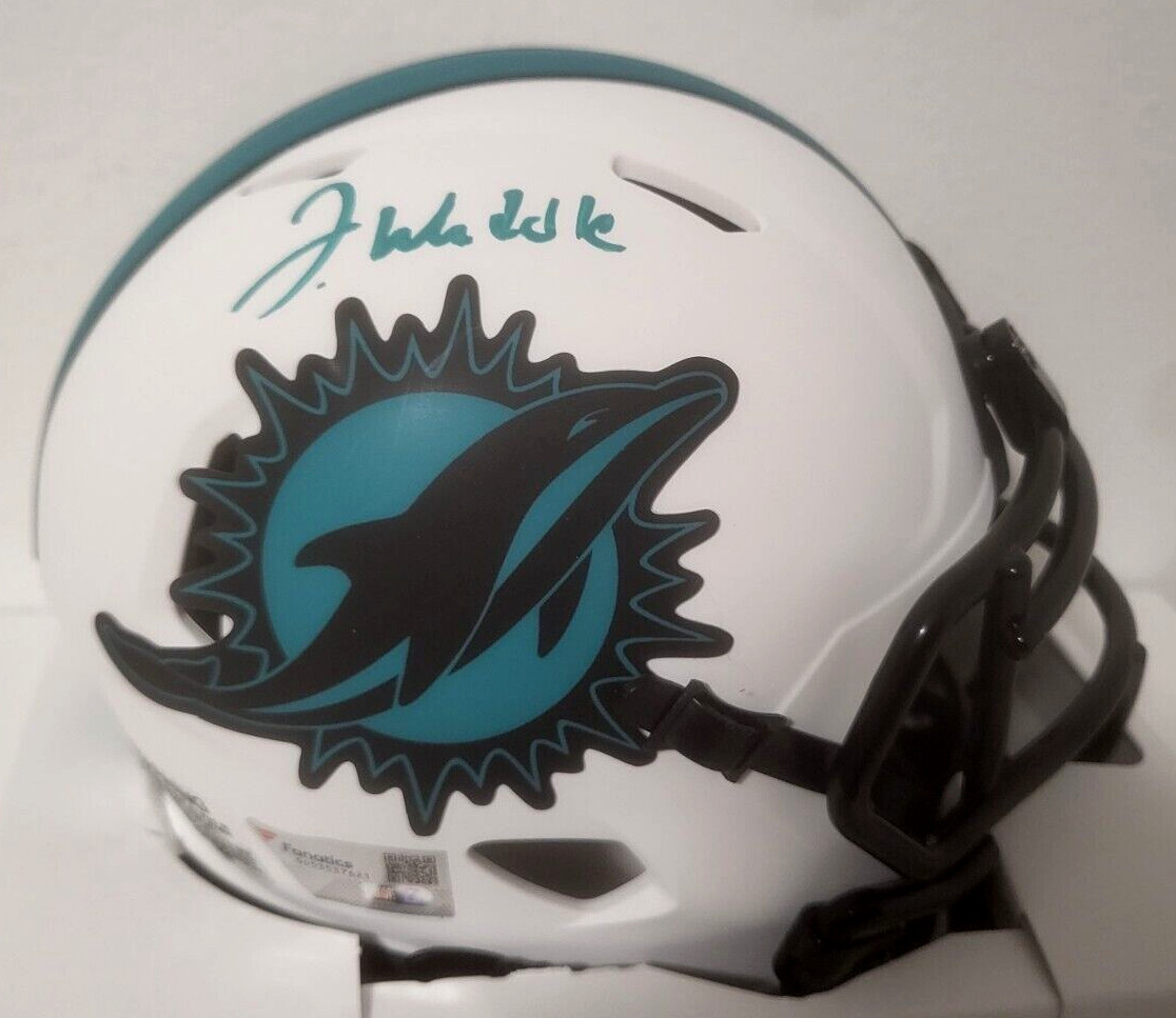 JAYLEN WADDLE MIAMI DOLPHINS SIGNED AUTOGRAPHED LUNAR MINI HELMET FANATICS