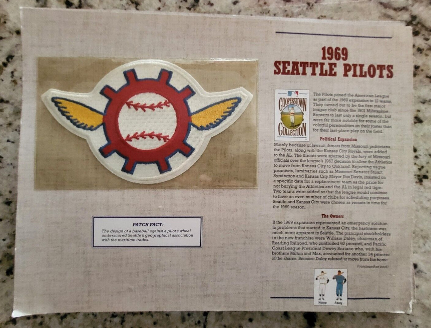 1994 COOPERSTOWN COLLECTION 1969 SEATTLE PILOTS EMBLEM PATCH WILLABEE WARD COLLECTIBLE MEMORABILIA