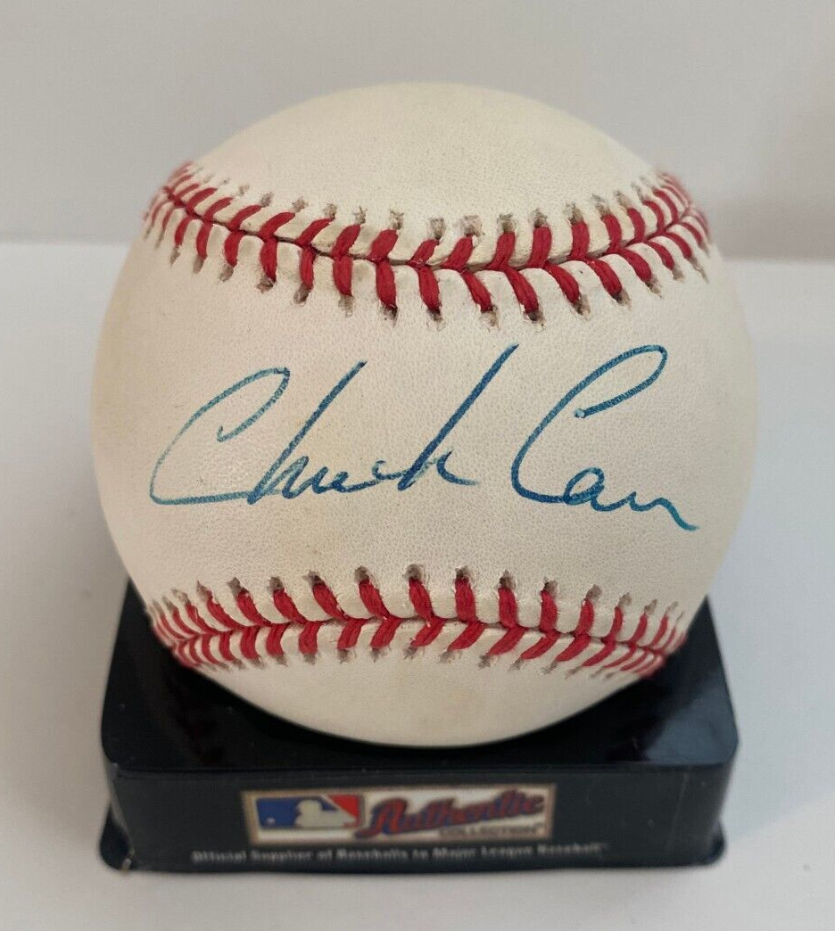 CHUCK CARR FL MARLINS SIGNED AUTOGRAPHED NATIONAL LEAGUE BASEBALL W/COA W/CUBE