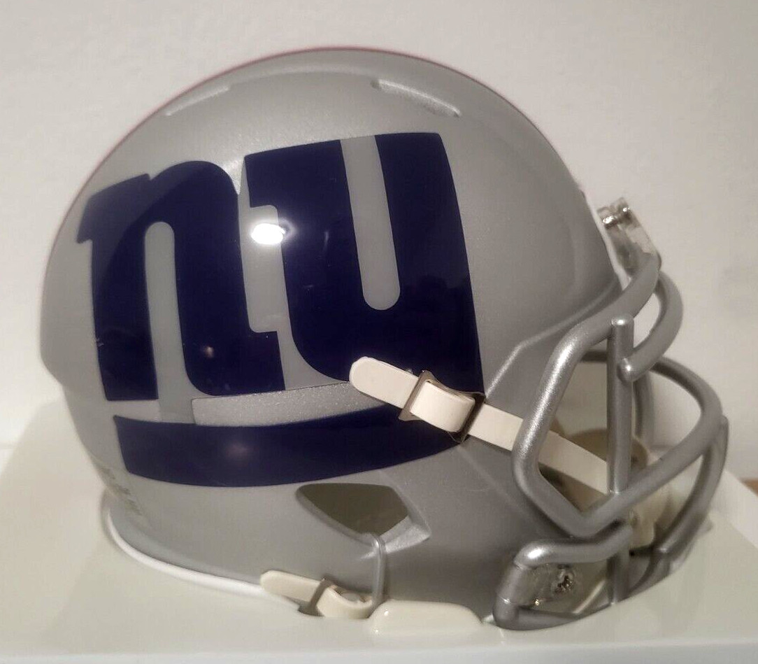 NFL NEW YORK GIANTS TEAM LOGO UNSIGNED GRAY BLUE AMP RIDDELL MINI HELMET
