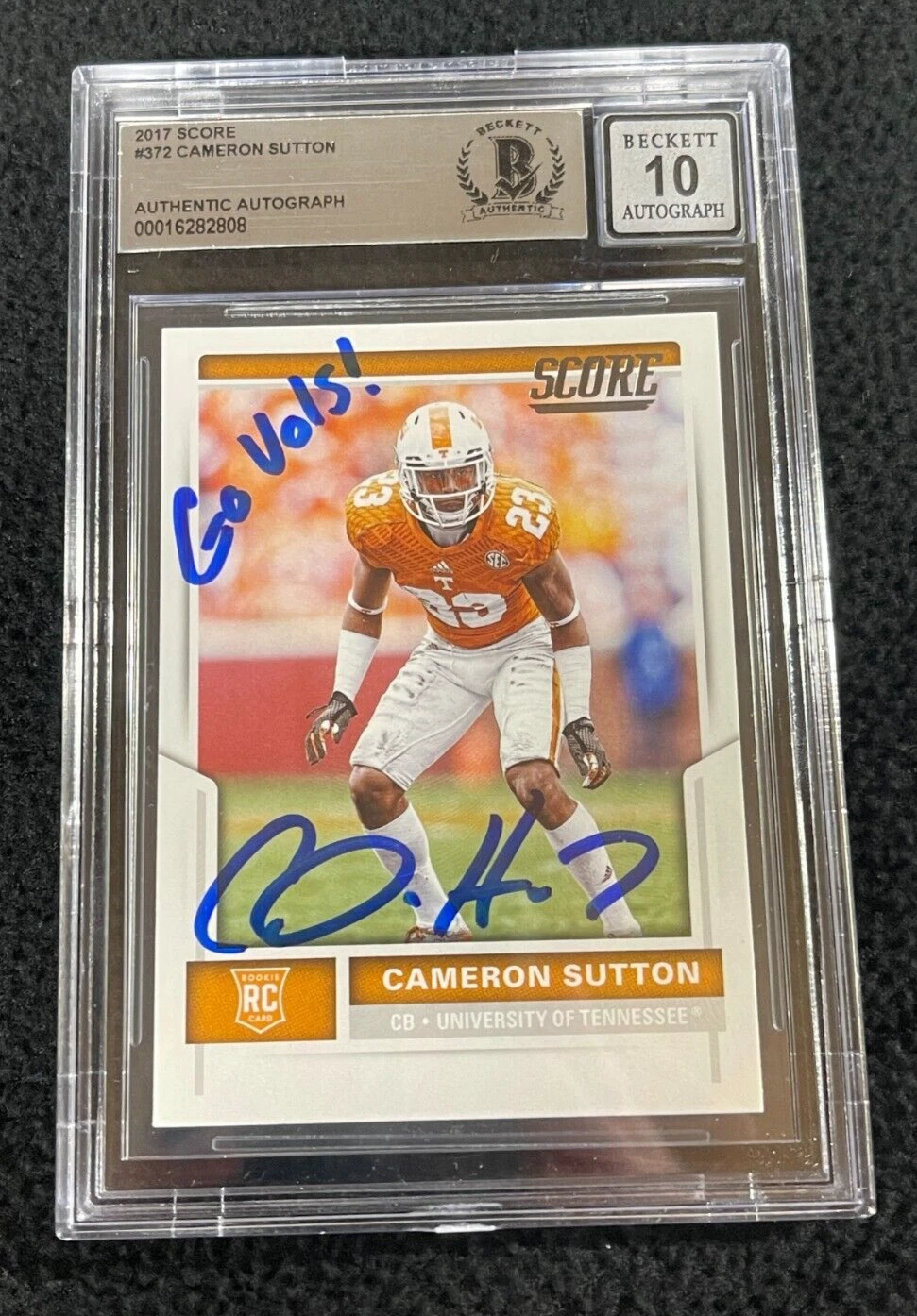 Cam Sutton Signed 2017 Score Rookie Card #317 BAS Certified Auto Grade 10 Vols