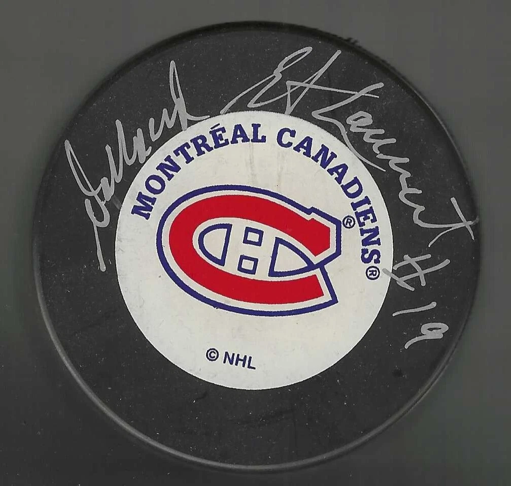 Dollard St. Laurent Signed Montreal Canadiens Trench Puck Beckett COA
