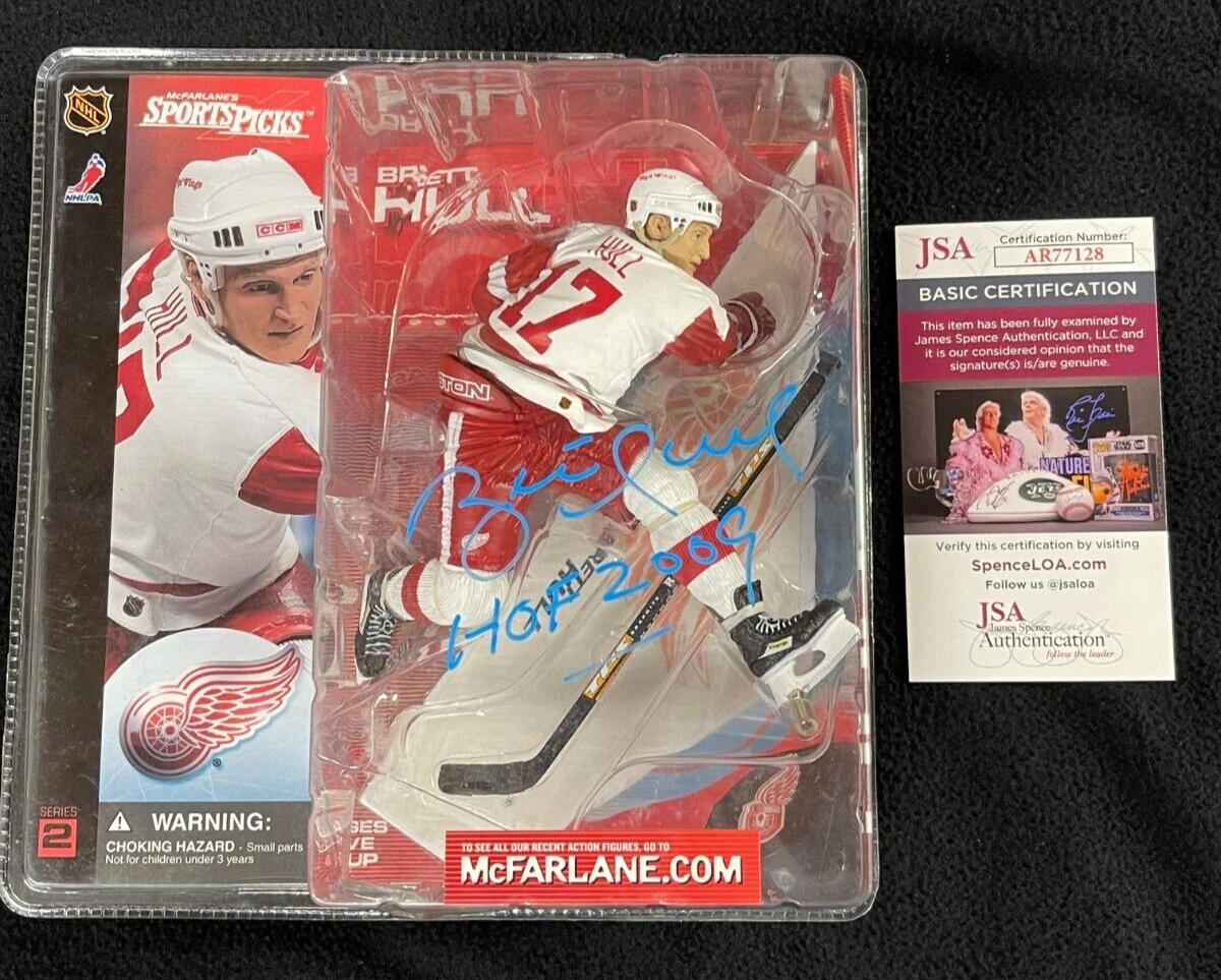 Brett Hull Signed & Inscribed Detroit Red Wings McFarlane Figure JSA COA