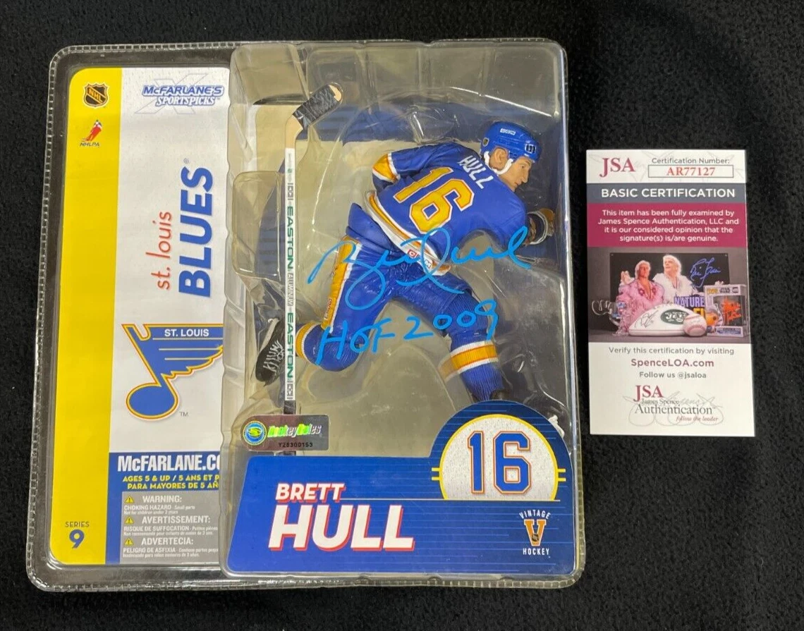 Brett Hull Signed & Inscribed St Louis Blues Variant McFarlane Figure JSA COA