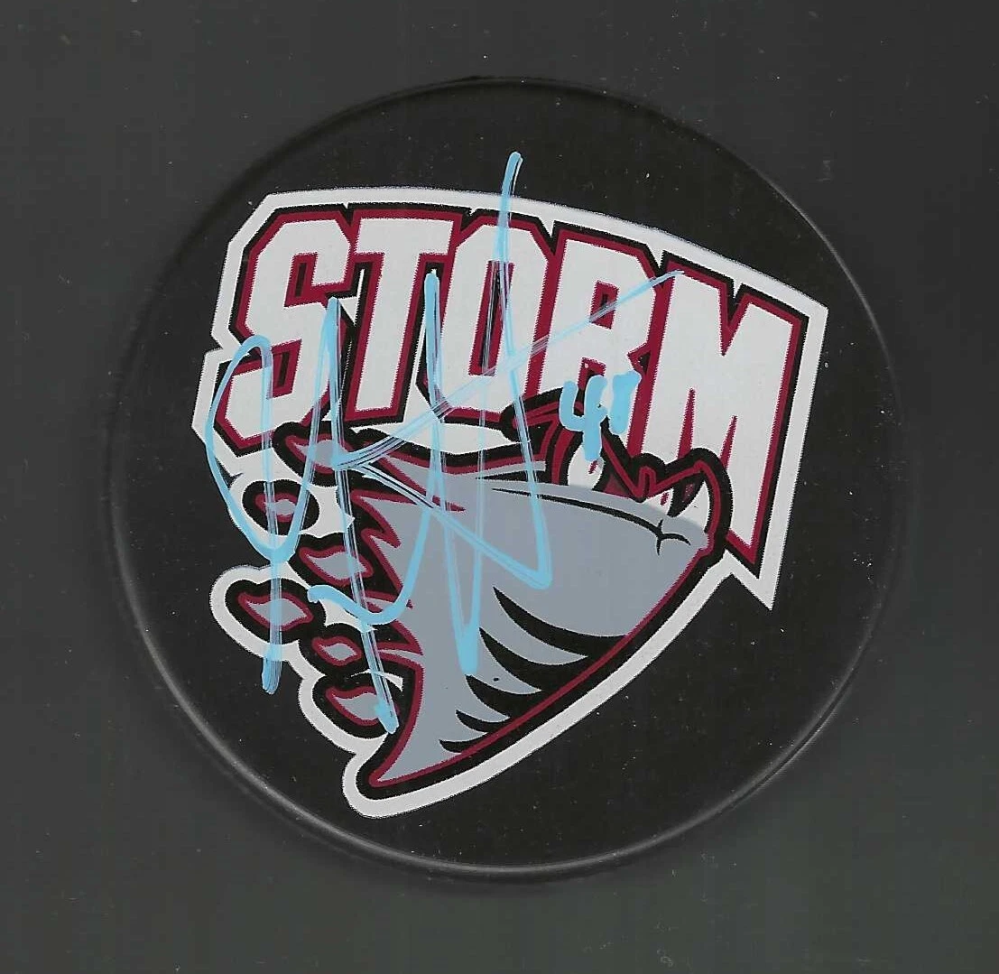 Garret Sparks Signed Guelph Storm Puck Toronto Maple Leafs