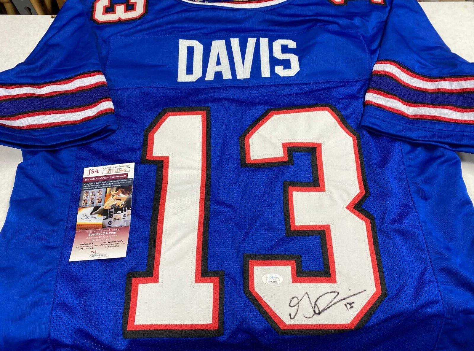 GABRIEL DAVIS BUFFALO BILLS SIGNED AUTOGRAPHED CUSTOM BLUE JERSEY SZ XL JSA