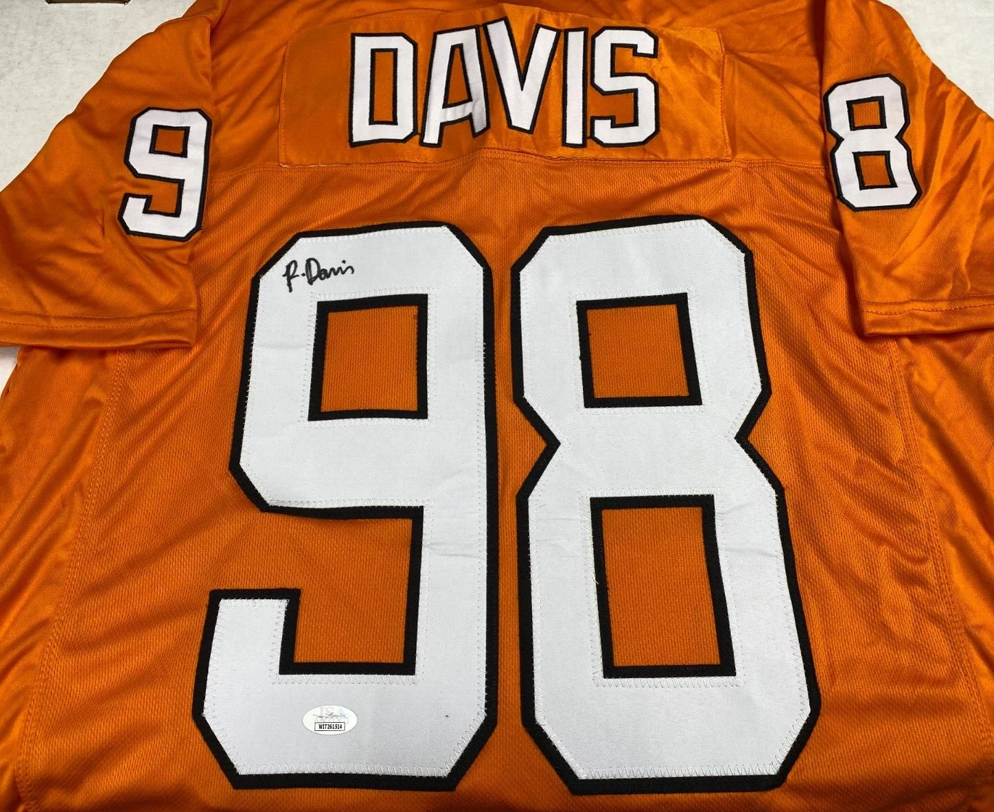 RAEKWON DAVIS #98 MIAMI DOLPHINS SIGNED AUTOGRAPH ORANGE CUSTOM JERSEY XL JSA *