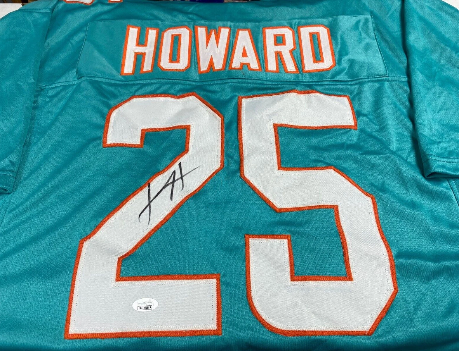 XAVIEN HOWARD #25 MIAMI DOLPHINS SIGNED AUTOGRAPHED CUSTOM TEAL JERSEY JSA