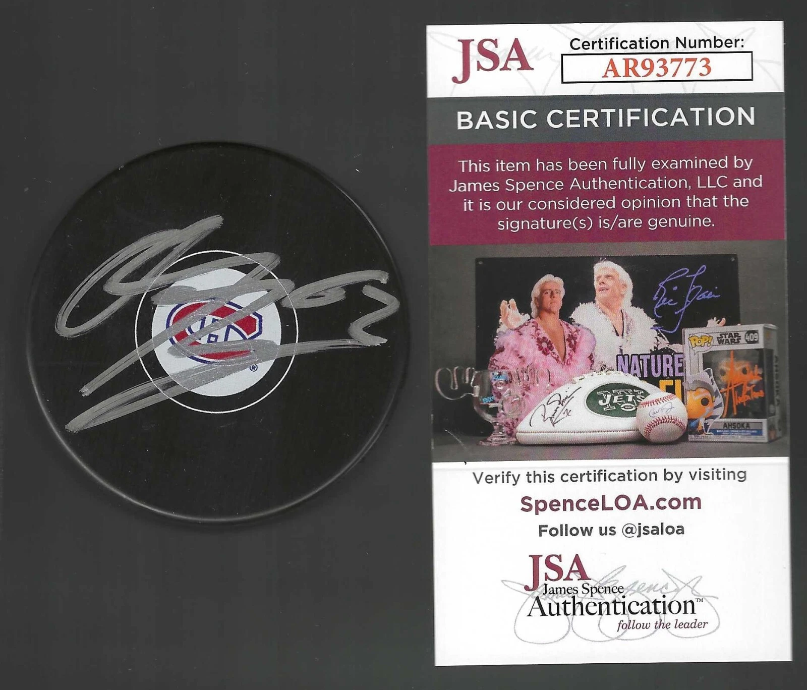 Owen Beck Signed Montreal Canadiens Puck Saginaw Spirit JSA COA