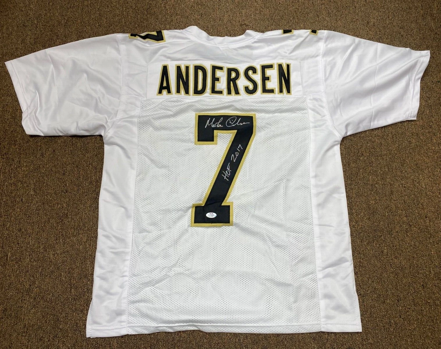 MORTEN ANDERSEN #7 HOF 2017 NEW ORLEANS SAINTS SIGNED CUSTOM JERSEY SZ XL PSA *