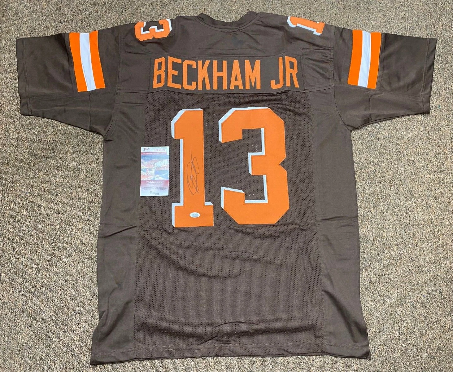 ODELL BECKHAM JR #13 CLEVELAND BROWNS SIGNED AUTOGRAPHED CUSTOM JERSEY SZ XL JSA