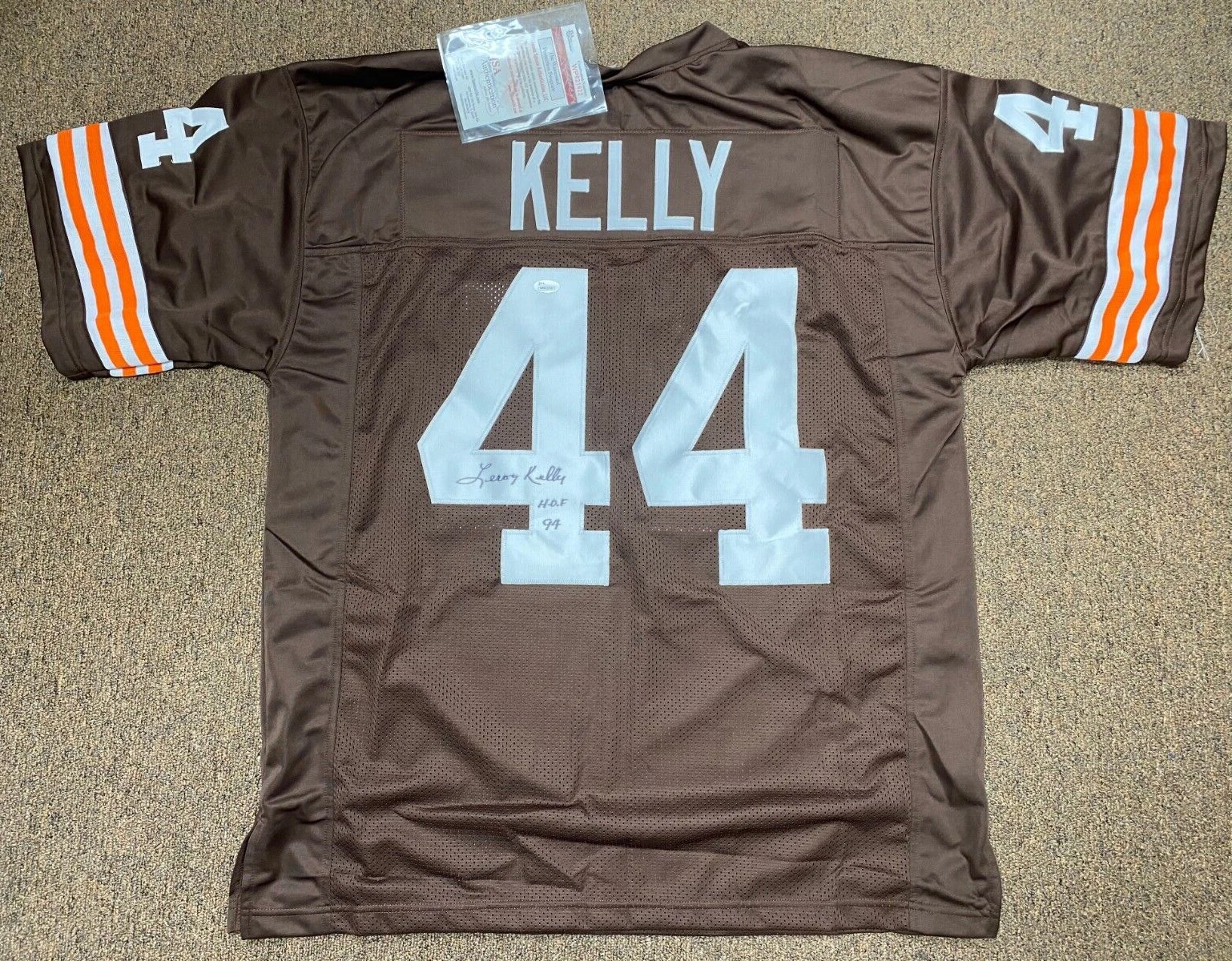 LEROY KELLY #44 HOF HOF 94 CLEVELAND BROWNS SIGNED AUTO CUSTOM JERSEY SZ XL JSA