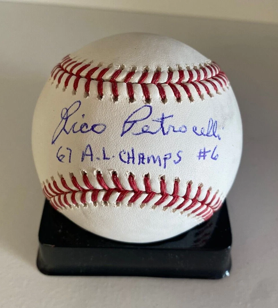 RICO PETROCELLI RED SOX 67 A.L. CHAMPS #6 SIGNED AUTO M.L. BASEBALL BECKETT ***