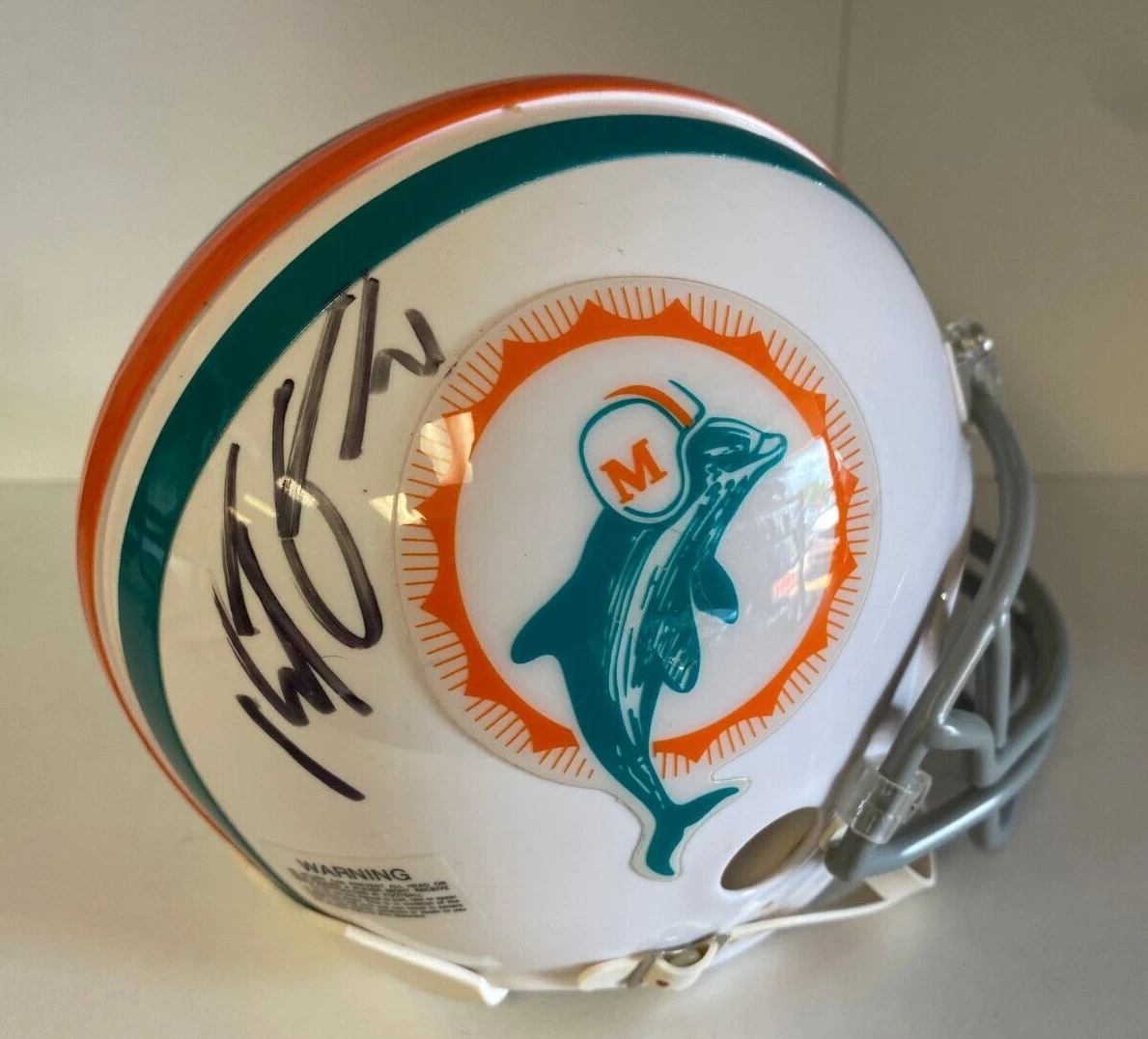 BRENT GRIMES MIAMI DOLPHINS SIGNED AUTOGRAPHED RIDDELL MINI HELMET W/COA