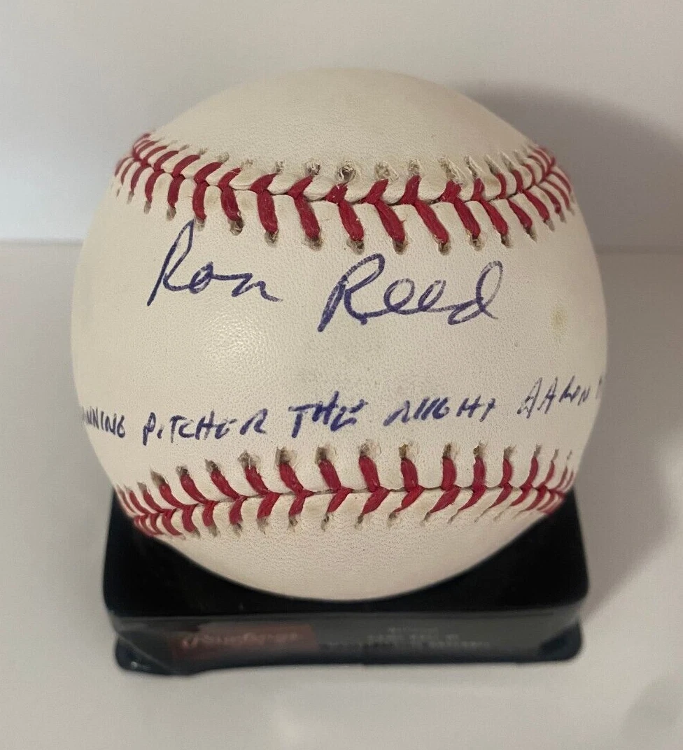 RON REED WINNING PITCHER AARON HIT #715 SIGNED AUTO M.L. BASEBALL BECKETT JSA