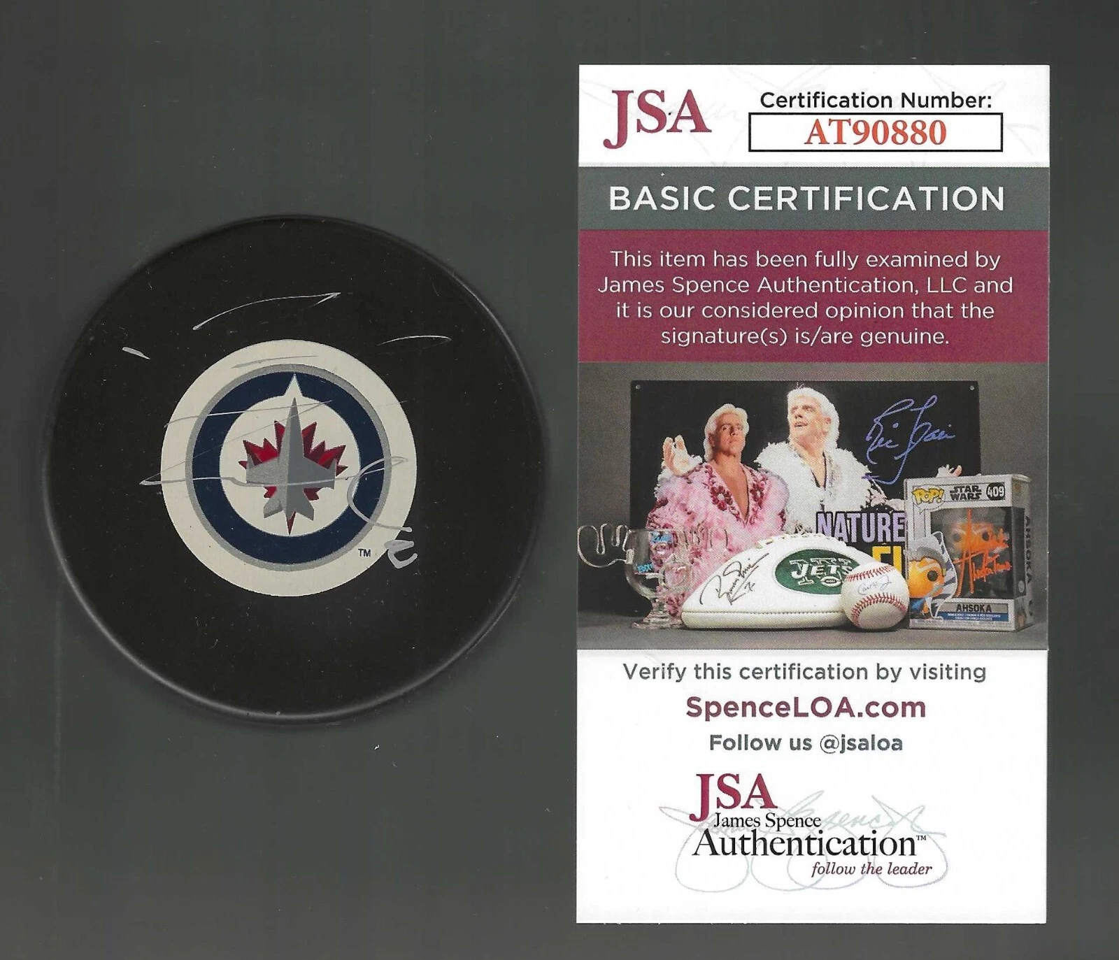 Jacob Trouba Signed Winnipeg Jets Puck JSA COA