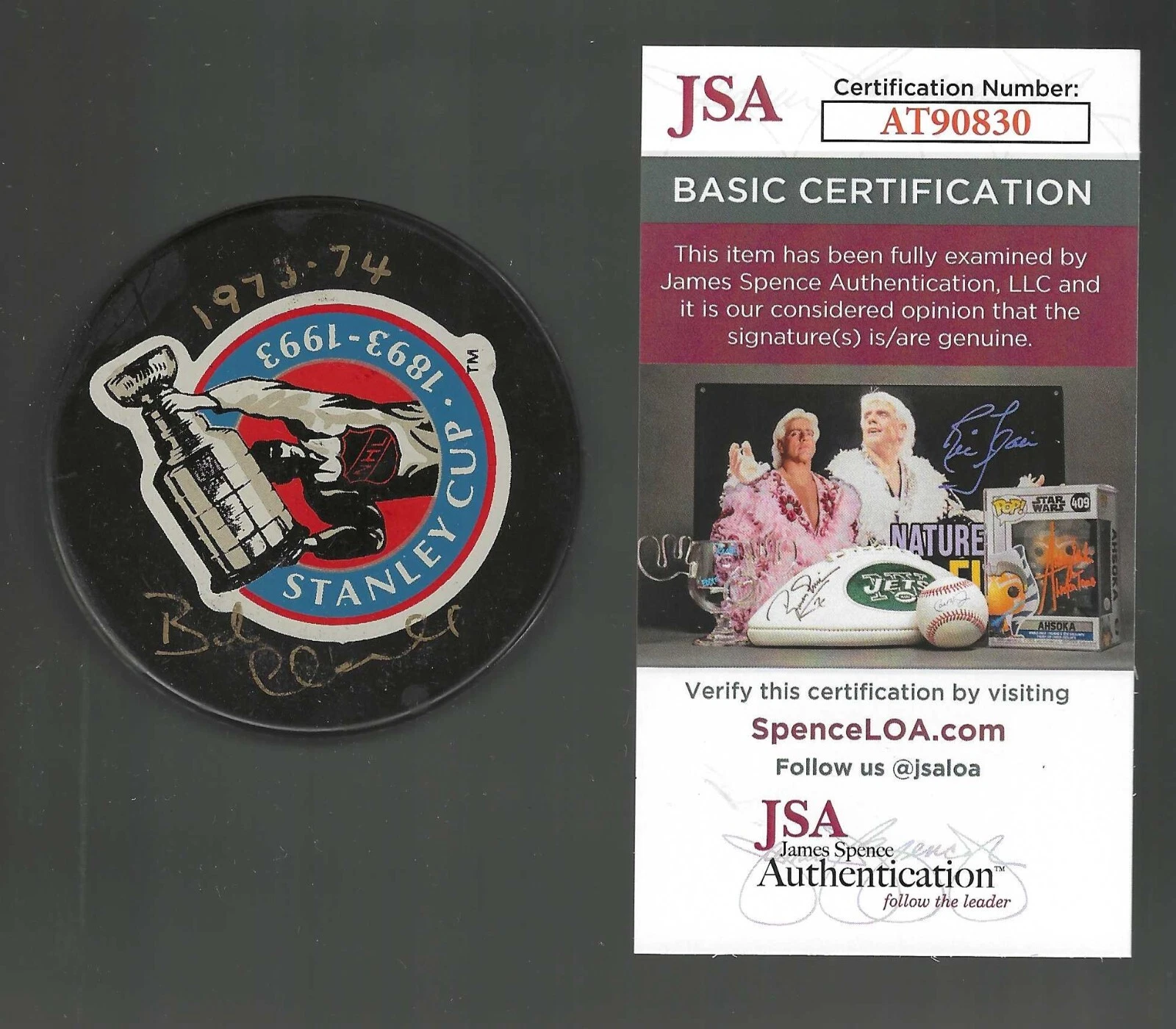 Bobby Clarke Signed & Inscribed Philadelphia Flyers Stanley Cup 100 Puck JSA COA